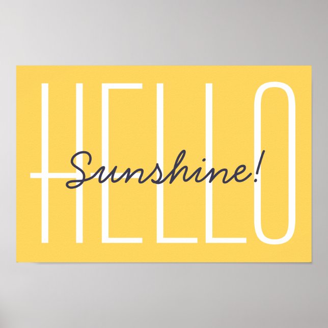 Poster Sunshine Quote Amarelo Brilhante Alô Minimalista (Frente)