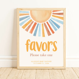 Poster Sunshine Sun Favor sinal boho terra cotta azul