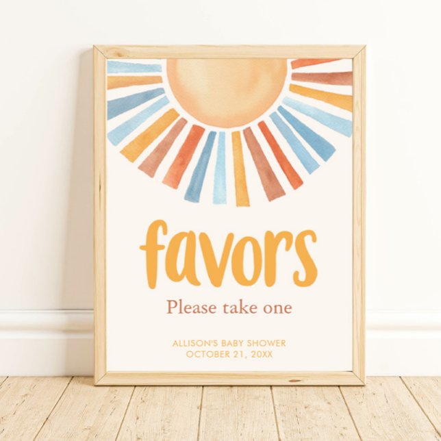 Poster Sunshine Sun Favor sinal boho terra cotta azul (Criador carregado)