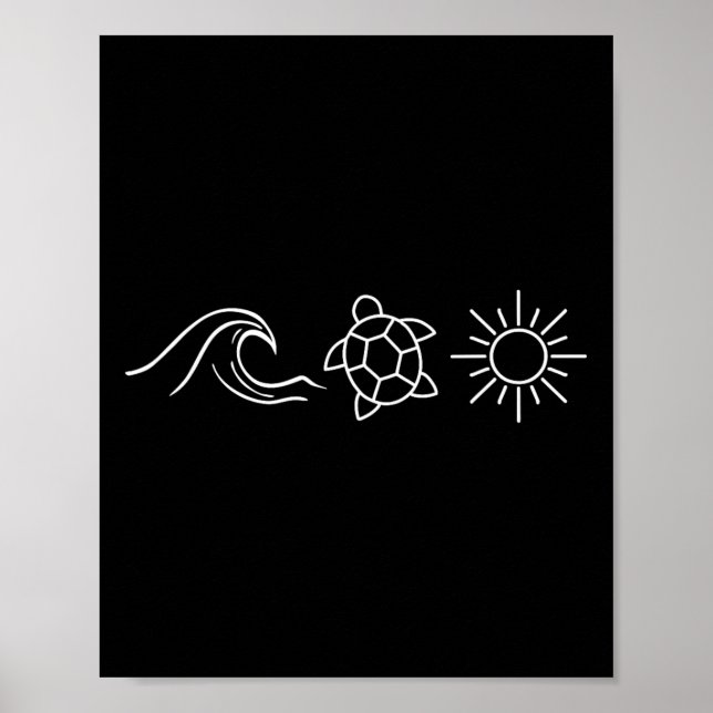 Poster Sunshine Waves Tartarugas Hawaii Beach Summer Vaca (Frente)