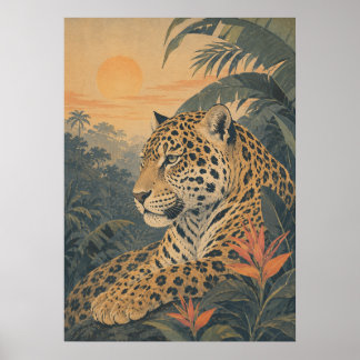 Poster Sunward I — Jaguar ao Nascer do Sol