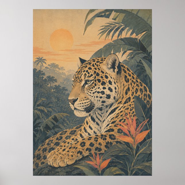 Poster Sunward I — Jaguar ao Nascer do Sol (Frente)