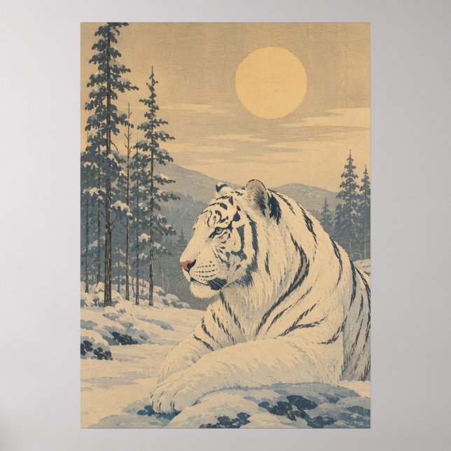 Poster Sunward II — Tigre Branco no Inverno (Frente)