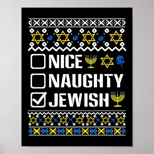 Poster Suor judeu e travesso Hanukkah Chanukah (Frente)