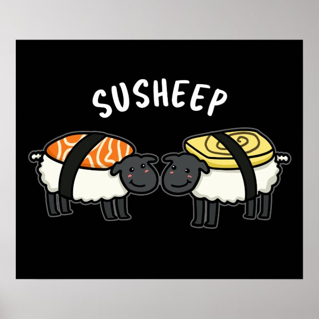 Poster Suovina Funny Sushi Sheep Pun Dark BG (Frente)