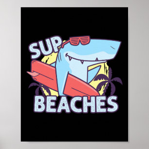 Poster Sup Beaches Retro Surfing Sea Animais de Verão
