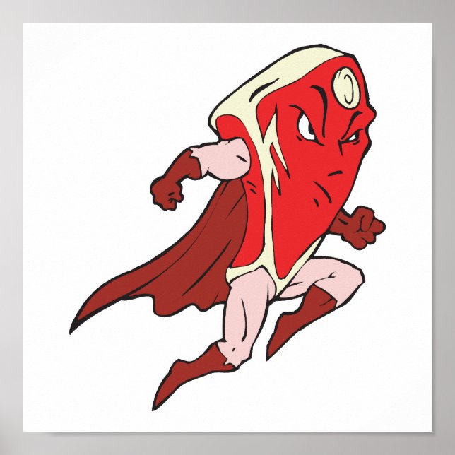 Póster Super bife com capa de super-herói bobo (Frente)