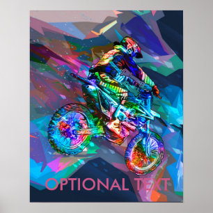 Poster Super Crayon Colored Dirt Bike Downhill