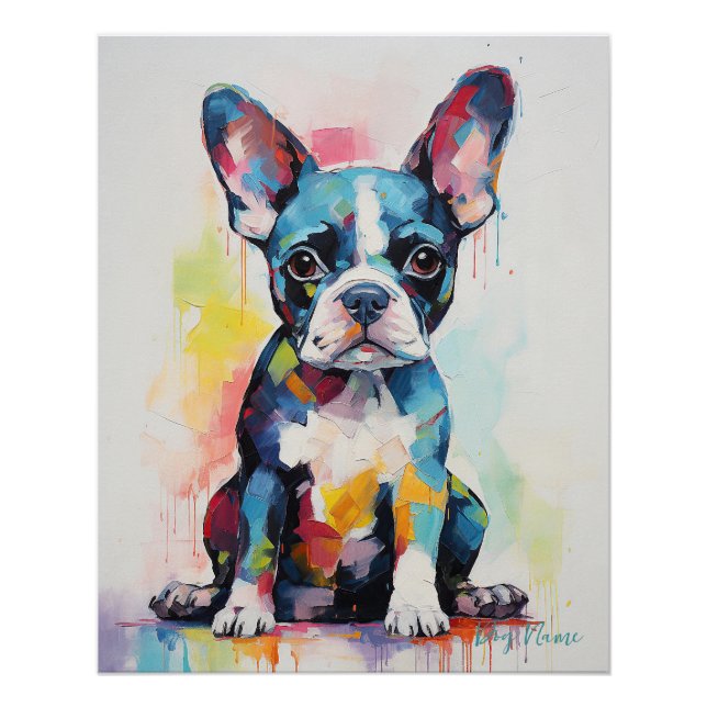 Póster Super Cute Boston Terrier Dog Puppy 002 - Xeno Luc (Frente)