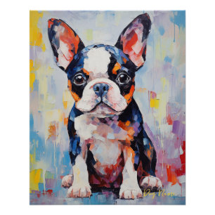 Póster Super Cute Boston Terrier Dog Puppy 003 - Xeno Luc