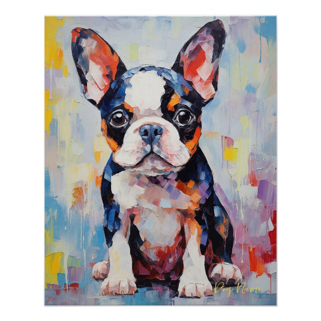 Póster Super Cute Boston Terrier Dog Puppy 003 - Xeno Luc (Frente)