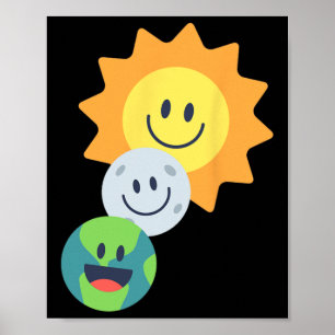 Poster Super Cute Earth Moon Sun Solar Eclipse 2024 Engra