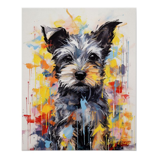 Póster Super Cute Schnauzer Dog Puppy 002 - Xeno Lucilfer (Frente)
