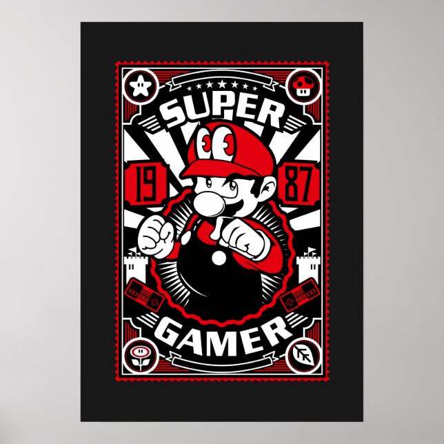 Poster Super Gamer Retro Gaming (Frente)