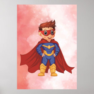 Poster Super-herói Boy in Blue Suit - Brincadeiras Wall A