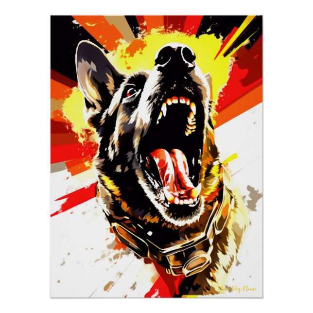 Póster Super-herói German shepherd Cão 01 - Ignacio Juiz (Frente)