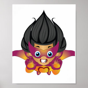 Poster Super-herói Kid Voando Arte Digital Arte Imprimí