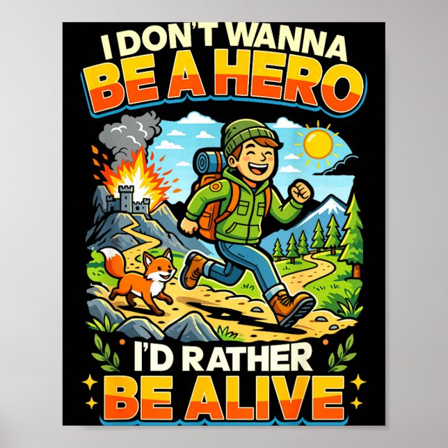 Poster Super-herói não quer ser herói citação engraçada c (Frente)