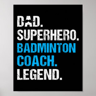 Poster Super Herói pai Badminton Treinador Engraçado Badm
