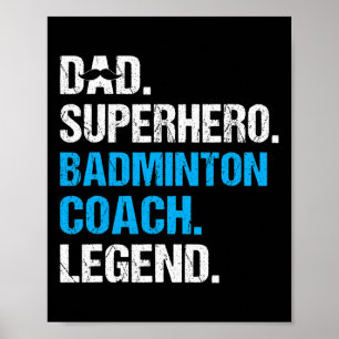 Poster Super Herói pai Badminton Treinador Engraçado Badm