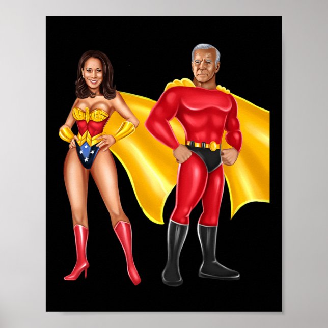 Poster Super-heróis Biden &amp; Kamala Harris 2021 (Frente)