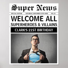 Poster Super-heróis ou Festas de aniversário de Villains 