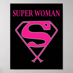 Poster Super Mulher (Consciência do Cancer da Mama)