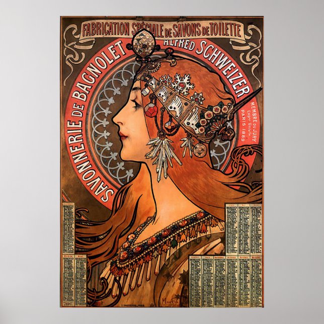 PÓSTER SUPER SIZE-ALPHONSE MARIA MUCHA-SAVONNERIE DE BAGN (Frente)