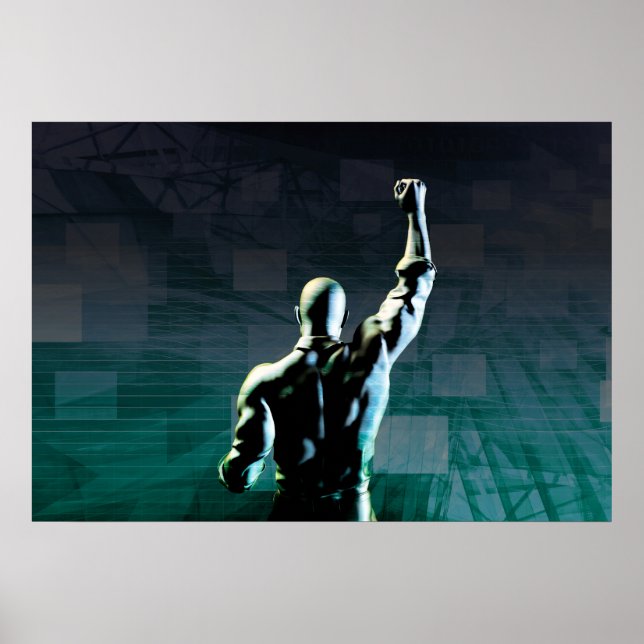 Poster Superar obstáculos com o sucesso do Homem (Frente)