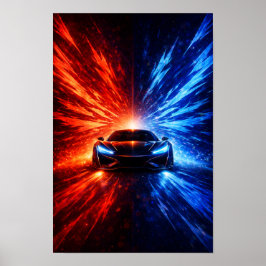 Poster Supercarro Neon Split Speed – Energia Vermelha e A