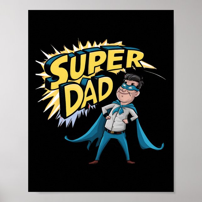Poster Superdad Funny Pai Super Herói Presente Figurino P (Frente)