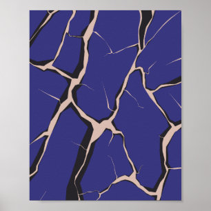 Poster Superfície Azul com Rachaduras Profundas
