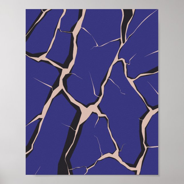 Poster Superfície Azul com Rachaduras Profundas (Frente)