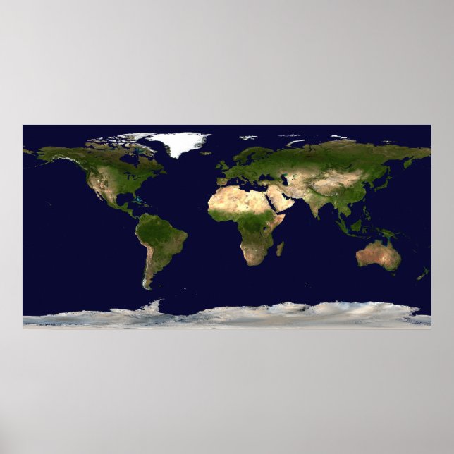 Póster Superfície da Terra, Água Profunda e Topogra Sombr (Frente)