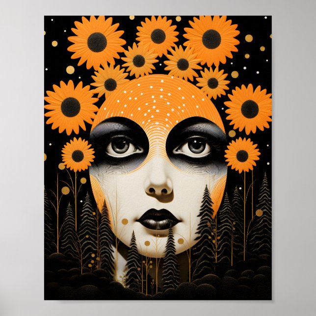 Poster Superfície Sunflower Face Celestial (Frente)
