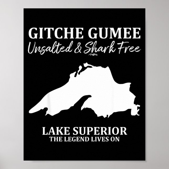 Poster Superior, Great Lake, Gitche Gumee Apparel Lakes  (Frente)