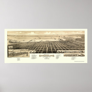 Póster Superior, mapa panorâmico dos WI - 1883