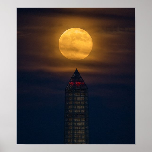 Poster Superlua sobre o Monumento de Washington (Frente)