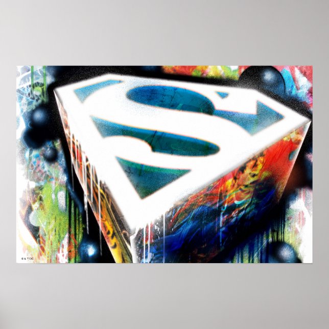 Póster Superman Estilizado | Logotipo de Grafite urbano (Frente)