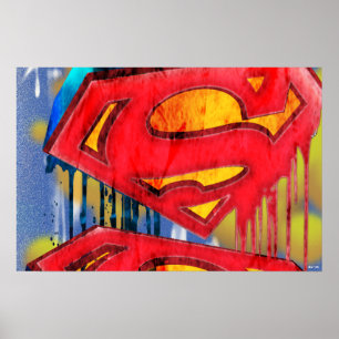 Póster Superman Estilizado   Logotipo de tinta urbana