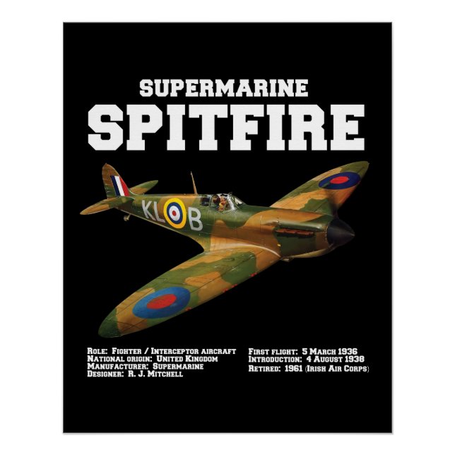 Póster Supermarine Spitfire | WW2 Plane (Frente)
