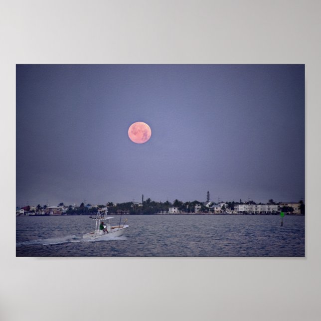 Poster Supermoon Moonset sobre Maratona, Florida (Frente)