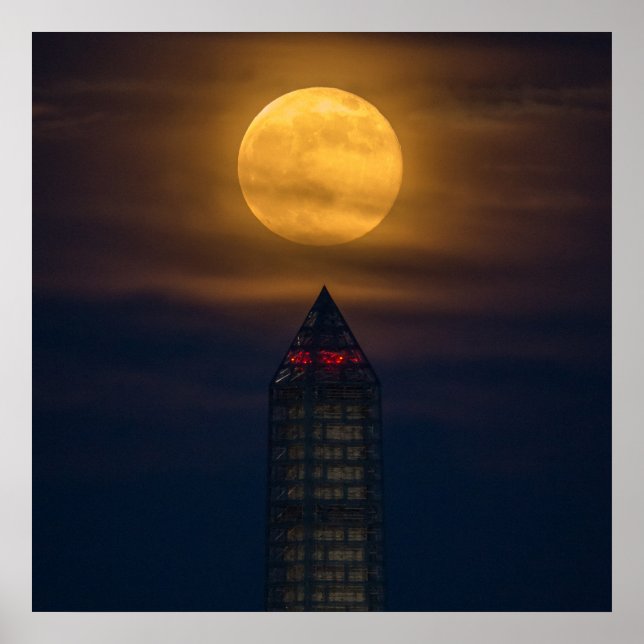 Poster Supermoon Sobre o Monumento de Washington (Frente)