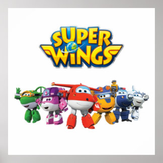 Poster Superwings cartoon infâncias mostram plano de heli