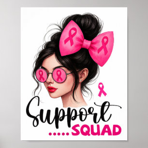 Poster Suportar Cancer De Mama Rosa Rosa Midra Com Bun Sm