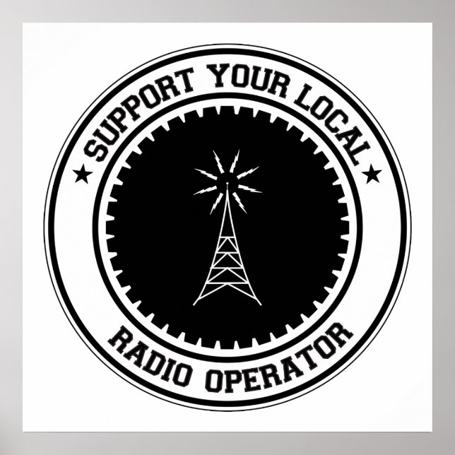 Póster Suportar seu operador de rádio local (Frente)