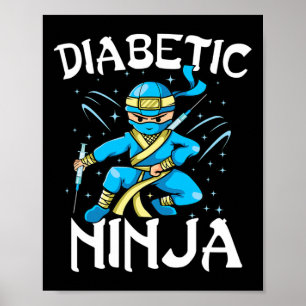 Poster Suportar T1D Diabetes Ninja Tipo 1 Diabetes Awaren