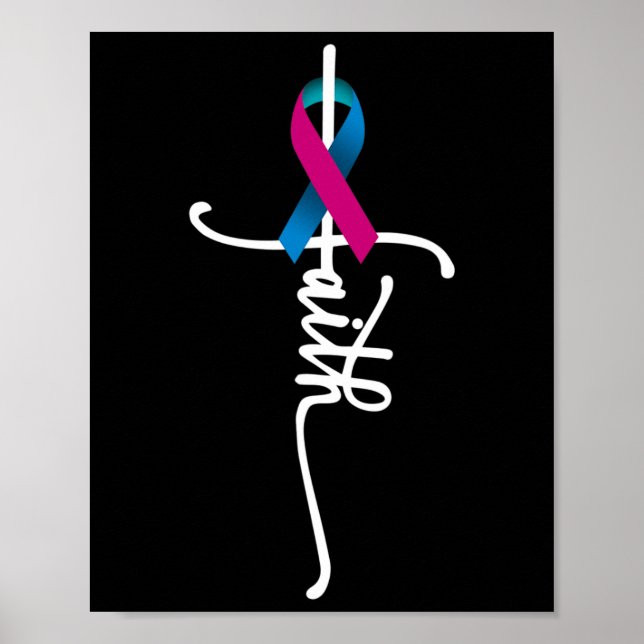 Poster Suporte ao Câncer de tiróide de Fé do cancer (Frente)