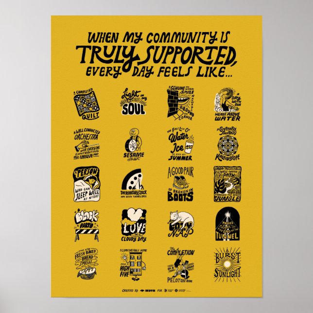 Poster Suporte comunitário amarelo (Frente)