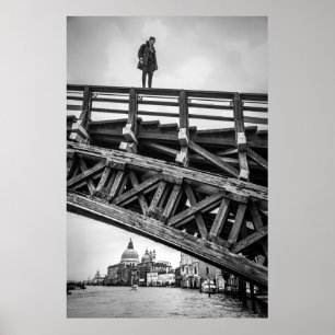 Poster Suporte do atleta de Parkour na ponte em Veneza